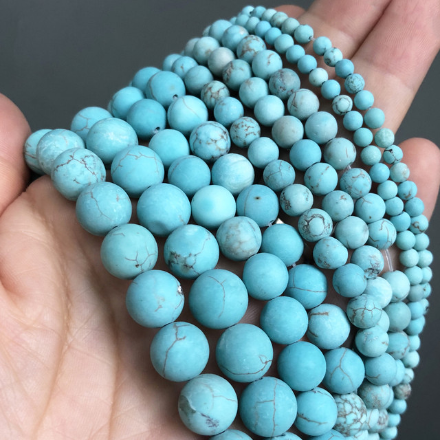 Natural Dull Polish Matte Blue Howlite Turquoises Stone Beads Round Loose  Bead For Jewelry Making Diy Perles Bracelet 4 6 8 10mm - Beads - AliExpress